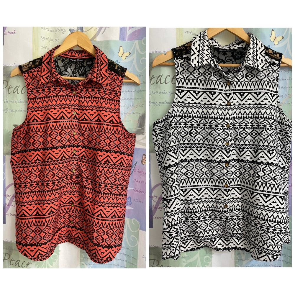 Speed Limit MPH AZTEC Print Open Back Top Set 2067